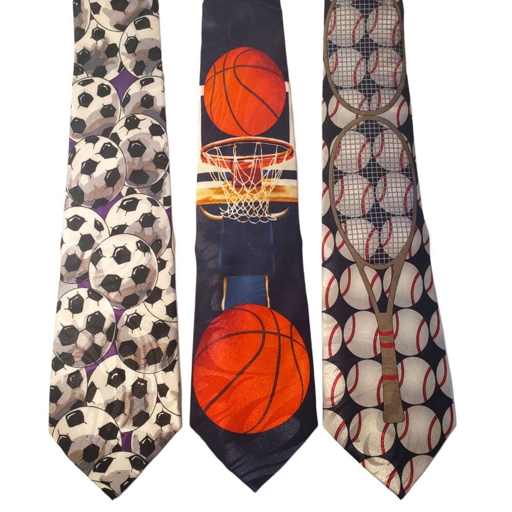 Soccer Basketball Tennis Sports Ties #60 - Lot of 3 Novelty Neckties NWT Clearan